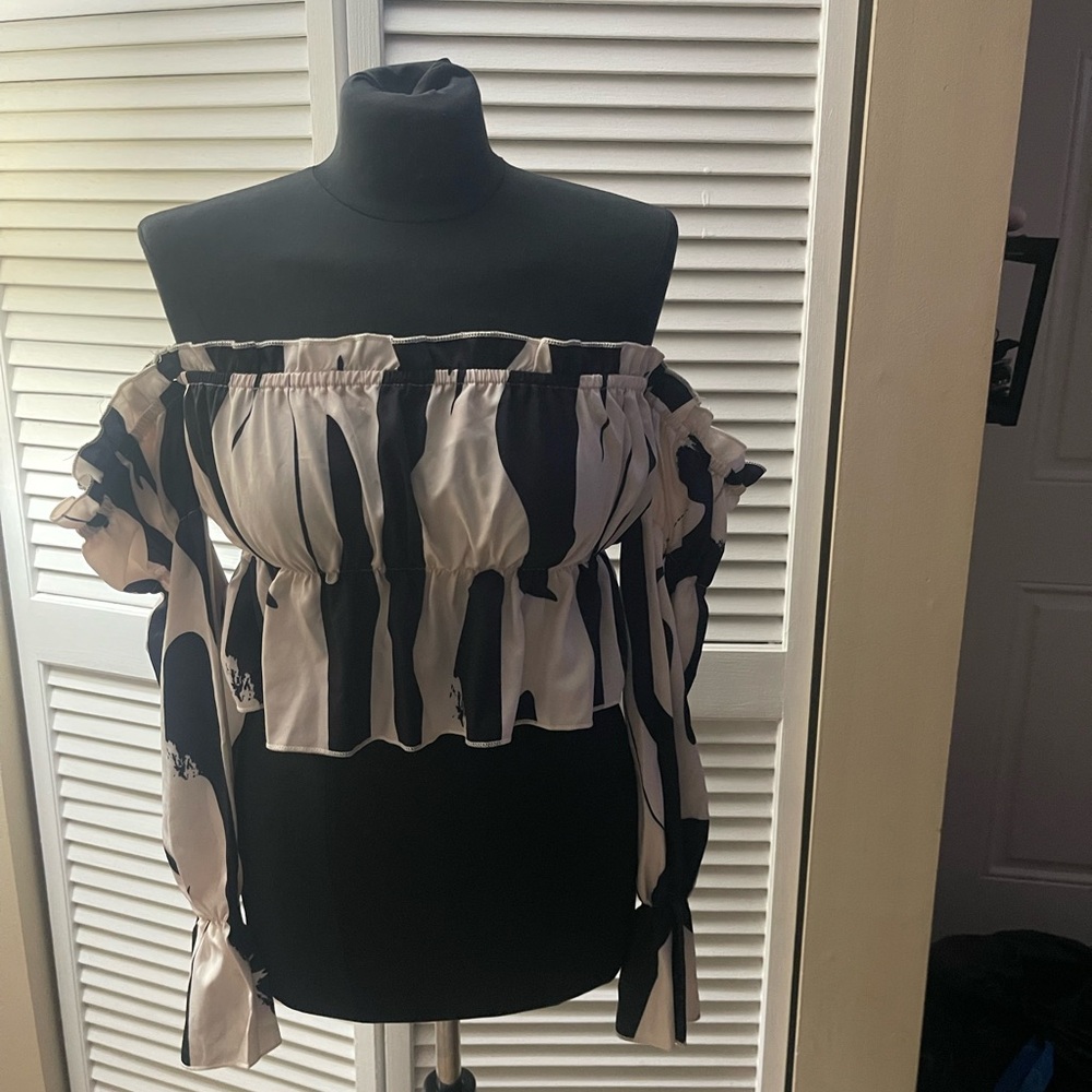 Stylish Black and White Off-Shoulder Top